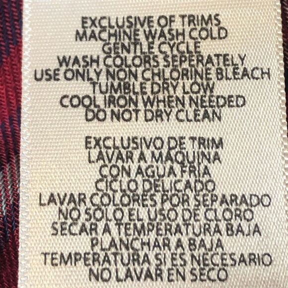 Seven7 Maroon Plaid Peasant Tie Neck Button Top SM - Picture 6 of 8